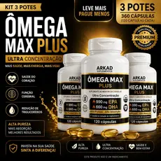 Kit 3 Ômega 3 Ultra Concentrado EPA DHA 120 Cápsulas Alta Pureza Ômega Max Plus