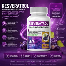 RESVERATROL Natural 100% Original 60 Capsulas 500Mg Trans Resveratrol