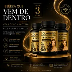 Kit 3 Colágeno Hidrolisado Com Ácido Hialurônico + Biotina - Arkad Suplementos - Original