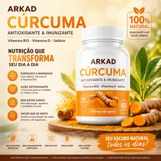 Cúrcuma Premium - Açafrão 60 cápsulas Original - Produto Original Arkad Suplementos