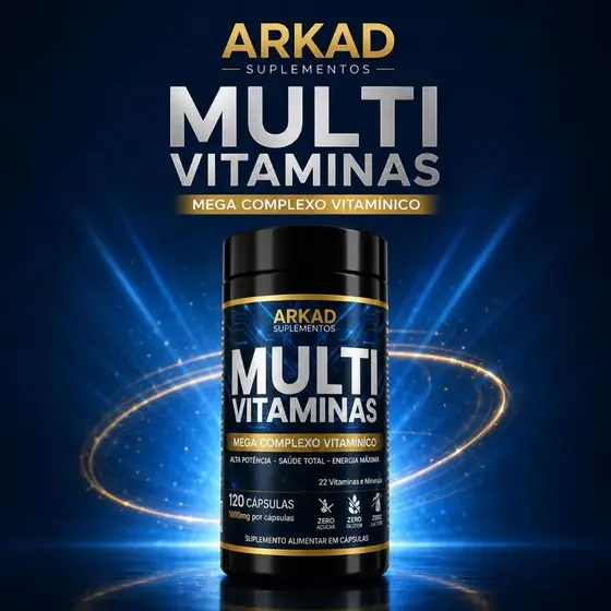 Multivitamínico Completo Arkad 22 Vitaminas e Minerais 120 Cápsulas