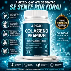 Colágeno Tipo 1, 2 e 3 com Vitamina C 60cps - Arkad suplementos