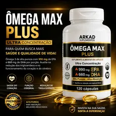Ômega 3 Ultra Concentrado EPA DHA 120 Cápsulas Alta Pureza Ômega Max Plus