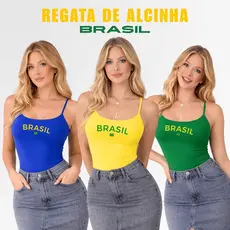 Regata de Alcinha BRASIL Blusa Feminina Basica Copa Forrada Moda Casual Y2k Comfy