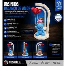 🧸💖 Ursinho com Balão em Formato de Coração – Impressão 3D