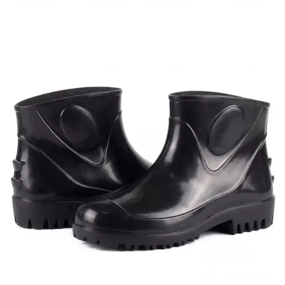 Bota Galocha PVC Impermeável Cano Curto Preta Antiderrapante EPI Chuva Limpeza Trabalho Motoboy