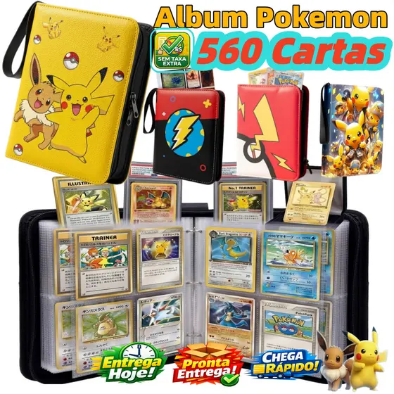 Álbum Pokemon 560 Cartas Couro Premium Zíper Original
