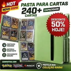 Pasta para Cartas Colecionáveis Premium 240+ Capacidade 4 Bolsos PU Impermeável Pokémon Yugioh Magic