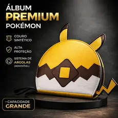 Álbum de Cartas Pokémon Pikachu Premium - Capacidade 400 Cartas (50 Folhas Inclusas)