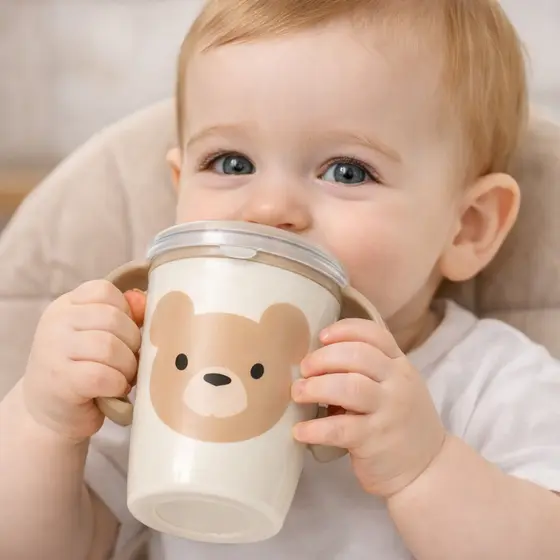 COPO COM ALÇA DESENVOLVIMENTO INFANTIL LINHA URSO PLASÚTIL 280 ML
