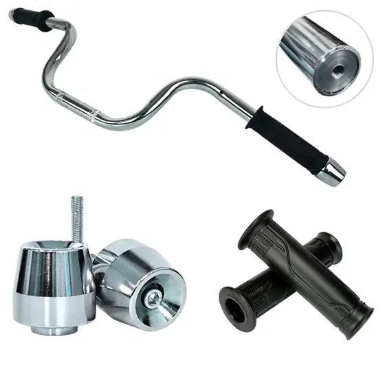 Guidão Titan/Fan Cargo 160 C/ Peso Pezinho Modelo Pcx + Manopla Vazada Preto kit completo universal