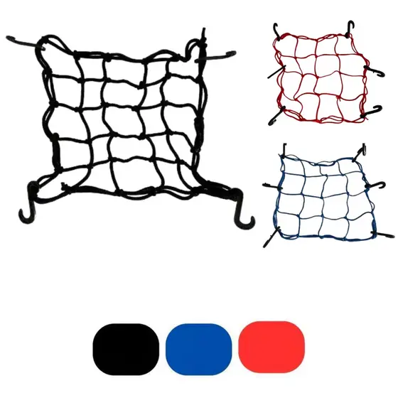 Rede Elástica Aranha Para Capacete E Bagageiro 35x35cm Moto Universal Resistente com Ganchos