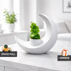 Vaso Decorativo Lua COM Planta Artificial + Presente + Envio Rápido Decoração Minimalista Elegante Casa