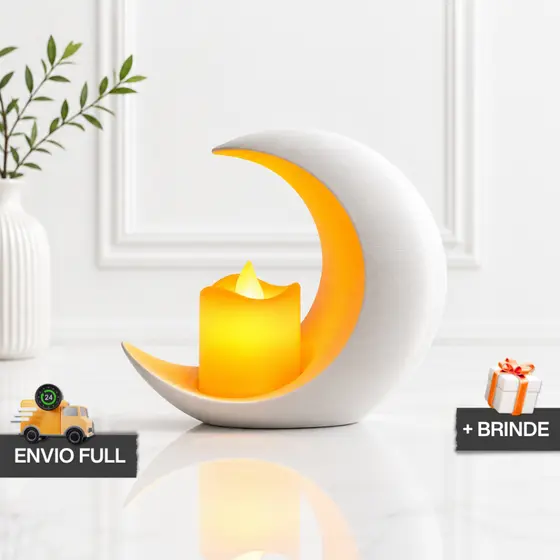 Vaso Decorativo Lua COM Vela Artificial + Presente + Envio Rápido Decoração Minimalista Elegante Casa