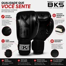 Luva Boxe BKS Treino Sparring 8/10/12/14/16oz Kickboxing Muay Thai Profissional Academia