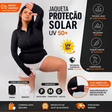 Jaqueta Proteção Solar UV 50+ Feminina Poliamida Academia Fitness Segunda Pele Com Abertura Para Polegar