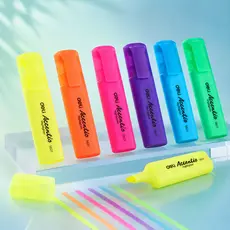 Kit com 6 Canetas Marca-Texto Deli Cores Fluorescentes Ponta Chanfrada 1-5mm
