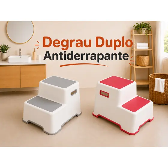Escadinha infantil antiderrapante, degrau duplo, banquinho banheiro multifuncional reforçado