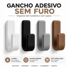 Kit Gancho Adesivo de Parede Sem Furo Porta Toalha Roupas Chaves Suporte Multiuso Banheiro Cozinha Fita Dupla Face