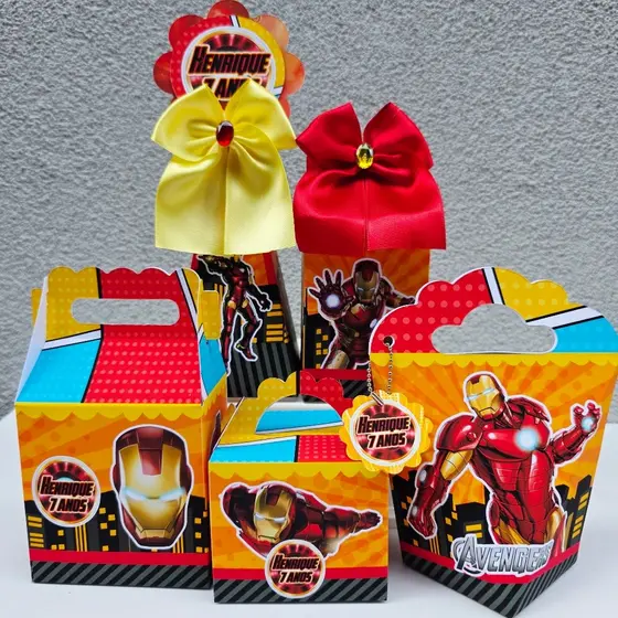 Kit Caixa Montada HOMEM DE FERRO - Personalizados - Festa infantil - Aniversário - Lembrancinha