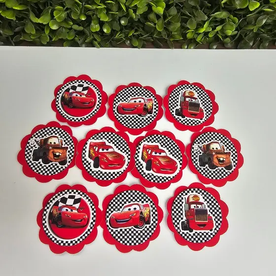 Aplique 3D Escalope CARROS - Festa infantil - Aniversário - Lembrancinha