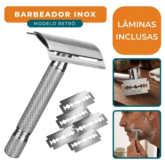 Aparelho De Barbear Articulado Barbeador Clássico Retrô Antigo Barba e Bigode Com Lâmina