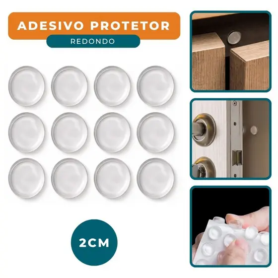 Kit Protetor Adesivo Anti Impacto Silicone Redondo Médio 2cm Porta Gaveta Armário