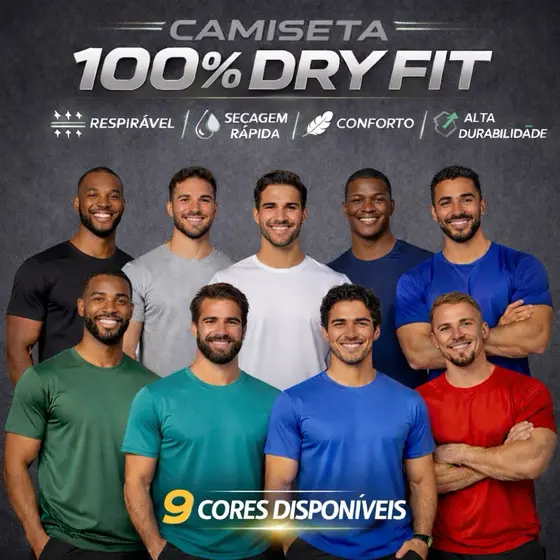 Camiseta Masculina Dry Fit Academia - Treino - Camisa Leve - Respirável - Proteção UV50