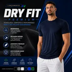 Camiseta Dry Fit Premium Academia Masculina Proteção UV 50+ Secagem Rápida Alta Qualidade