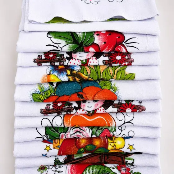 KIT 5 e 10 Pano De Prato Copa Atoalhado 100% Algodão  Pano De Prato Atacado Estampado Bainha Kit Com 10 Peças