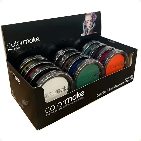 Kit 12 Pancake Colormake Em Pó Compacto