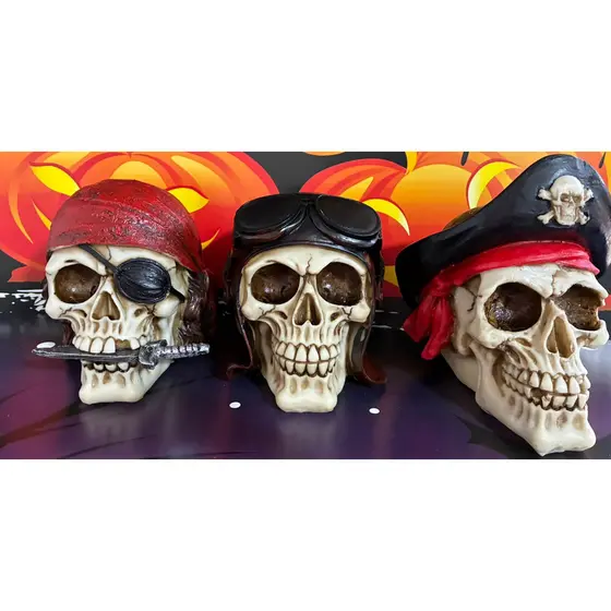 Cranio Caveira Pirata Enfeite Decorativo para Halloween e Decoração