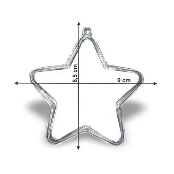 Kit Estrela Acrílica 8CM - Porta fotos de Natal - 10 Unidades