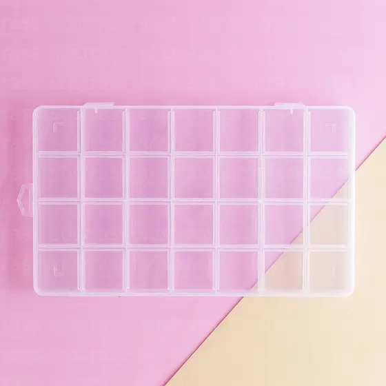 Caixa Organizadora 28 Divisórias 22x13x1.8cm Transparente