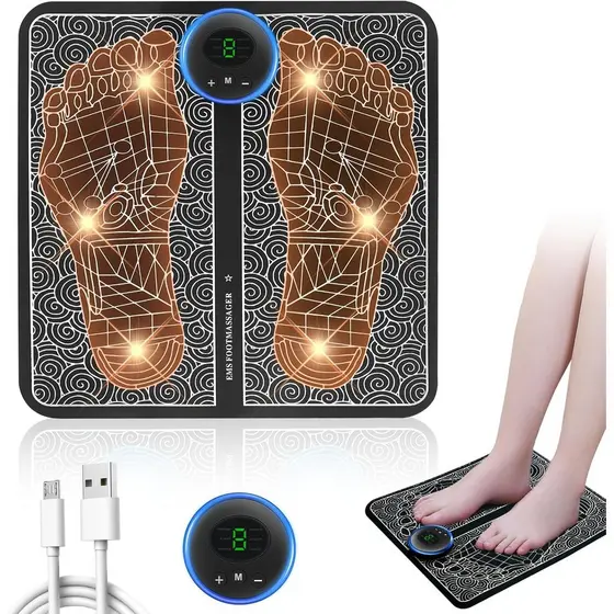 Massageador de Pés EMS com 9 Níveis de Intensidade e 6 Modos – Spa Elétrico para os Pés, Relaxamento Muscular e Melhora