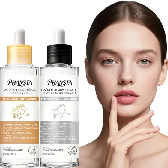 Kit Peeling Facial 2 Passos Removedor de Cravos e Células Mortas Limpa Poros 2x80ml