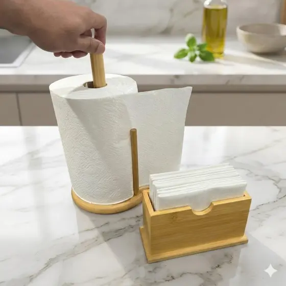 Porta Guardanapo e Suporte de Papel Toalha Grande para Mesa Bancada Cozinha
