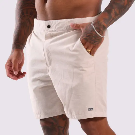 Bermuda Linho Masculino Social Verona Elegante Confortável Costura Reforçada Bolso Traseiro Embutido