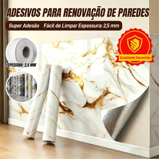 Painel Placa Flexível Efeito Mármore 0,6m×3m/1,2m×2,6m Revestimento de Parede Sala Cozinha Lavabo Espessura: 2,5 mm