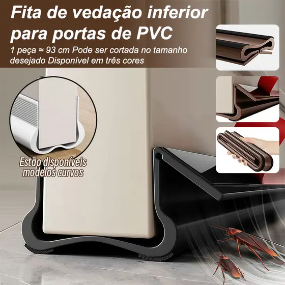 Vedação Inferior Flexível Em PVC Para Portas De Inverno Prova De Vento Frio E Insetos
