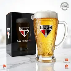 Caneca de Vidro 630ml SPFC Oficial Grande Premium Presente São Paulo Futebol Clube