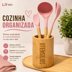 Porta Utensílios de Bambu Cozinha | Organizador Utensílios Resistente Decorativo