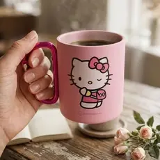 Caneca Mosquetão Hello Kitty Rosa 300ml Aço Inox - Zona Criativa Original - Caneca Fofa