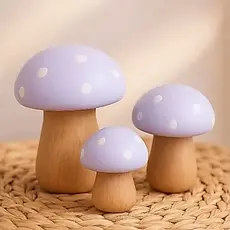 Trio Miniatura Cogumelo Decorativo Lilás em Porcelana | Decoração Criativa | Nichos e Estantes ou quarto infantil /festa