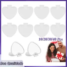10/20/30/40pçs Branco espelhos compactos presentes espelhos de bolso para bolsa de maquiagem Coração Com Tampa 7x6.6cm