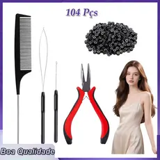 Kit de Ferramentas de Extensão de Cabelo Anéis de Silicone Alicates de crochê para Extensões de Estilo de Cabelo