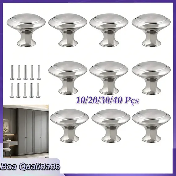 10/20/30/40peças puxadores prateados para armários e cômodas puxador para gaveta de cozinha de furo único 3x1,6x2,3cm