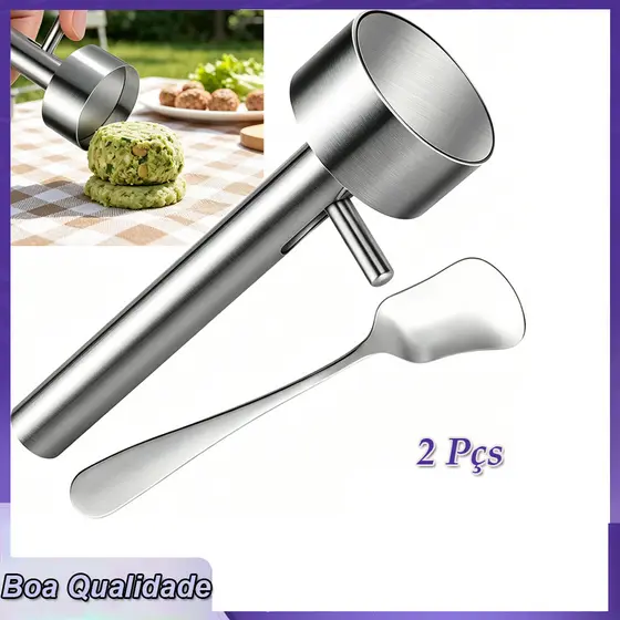 2peças Colher para Máquina Portátil Utensílio de Cozinha em aço Inoxidável Almôndega