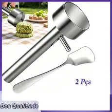 2peças Colher para Máquina Portátil Utensílio de Cozinha em aço Inoxidável Almôndega
