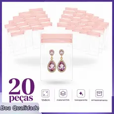 Saquinho Organizador Transparente EVA 20 Unidades 8x12cm Para Bijuterias Colares Brincos Anéis e Peças DIY Fino